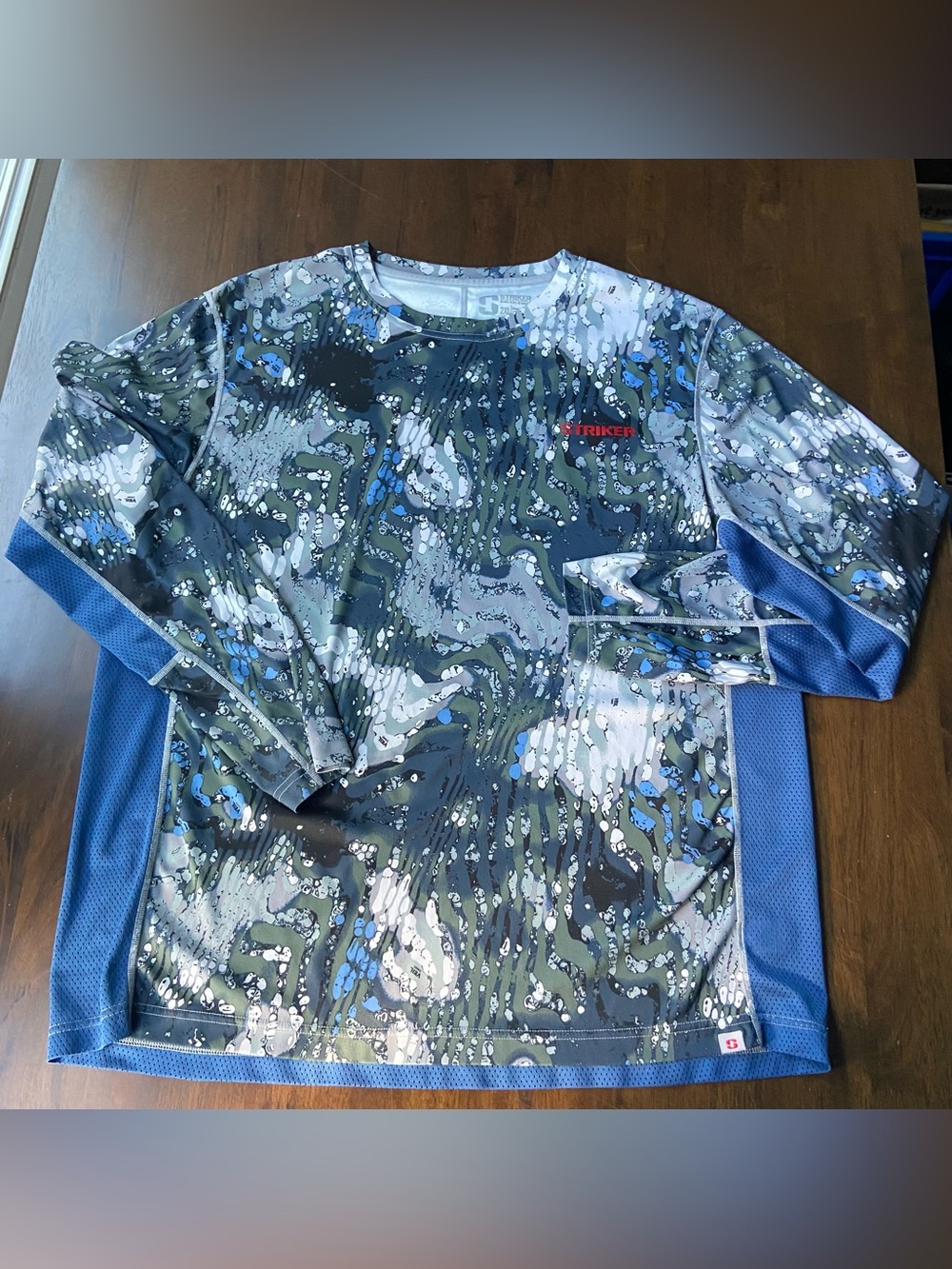 Striker Veil Camo Performance Shirt Mens 2XL Blue Fishing LS Sun Protection Mesh